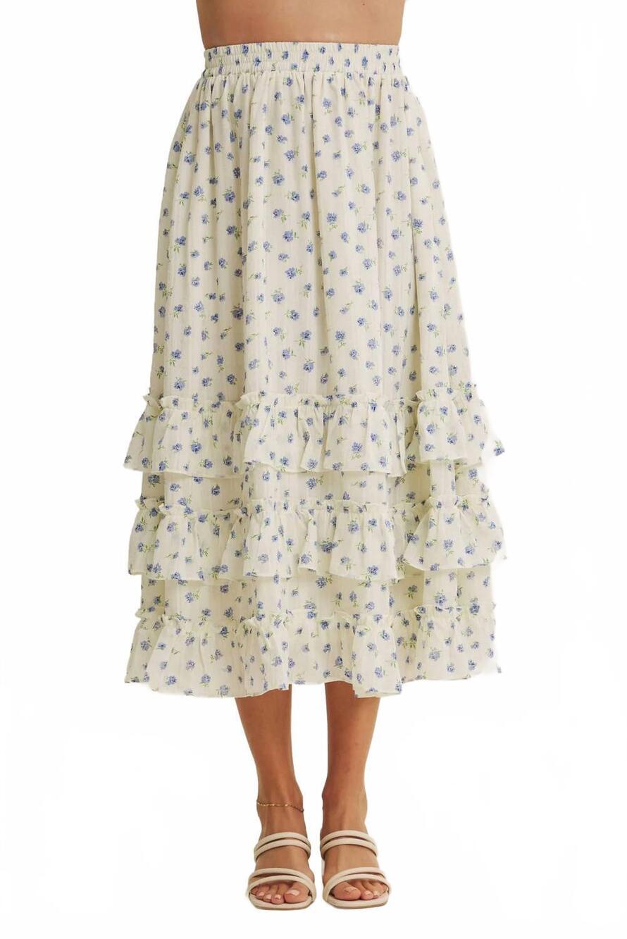 NEW IN FEBRUARY women's lexley floral midi tiered skirt in multi